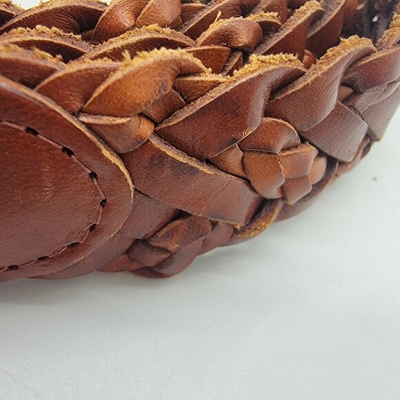 Vintage‎ Brown Braided  100% Genuine Leather Belt Y2K Argentina - Picture 2 of 7